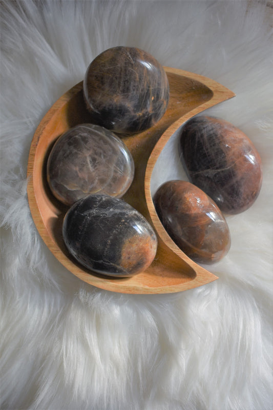 Black Moonstone Palm Stone (one per order)