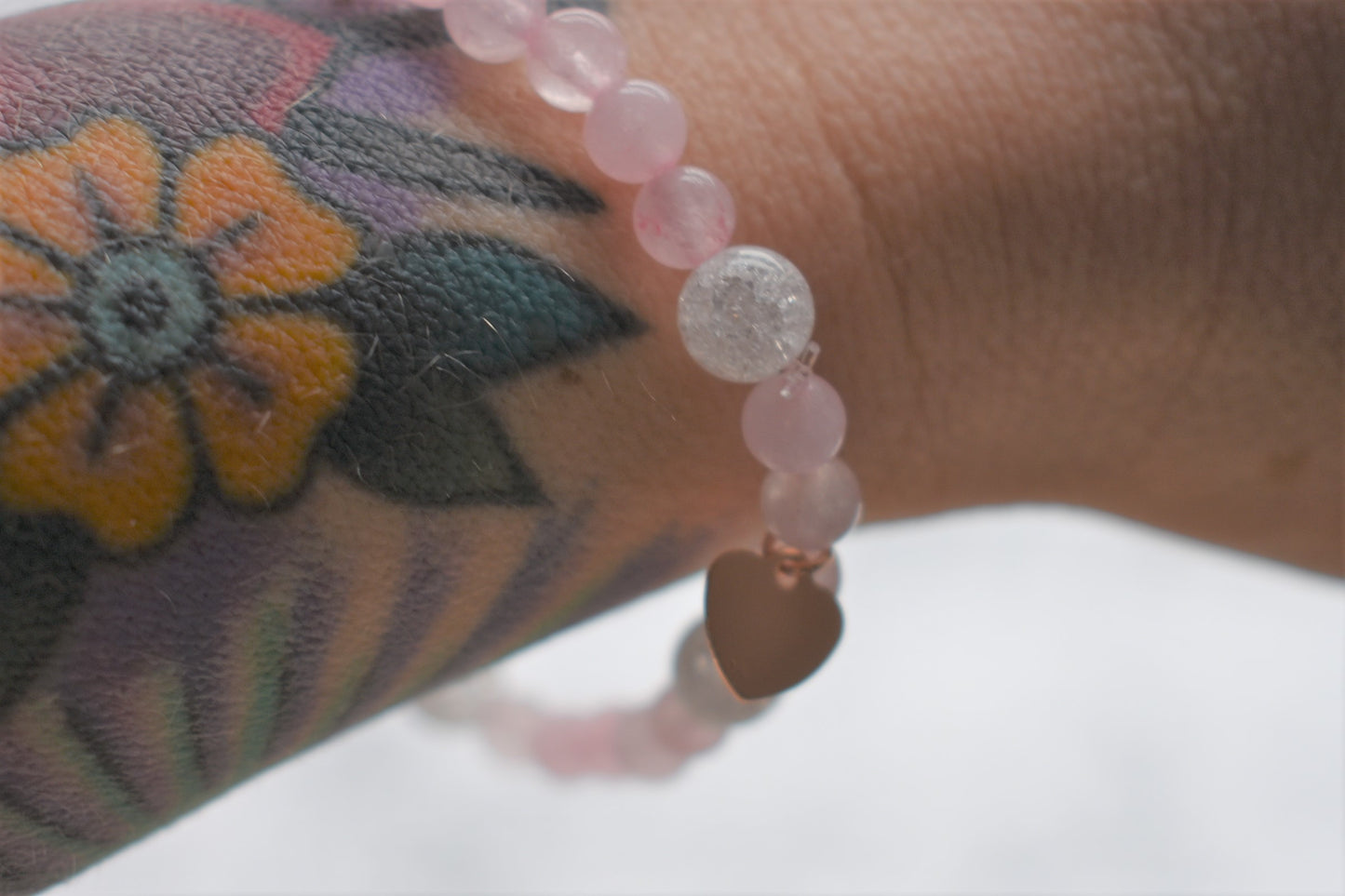 Rose Quartz & Crackle Quartz Handmade Bracelet