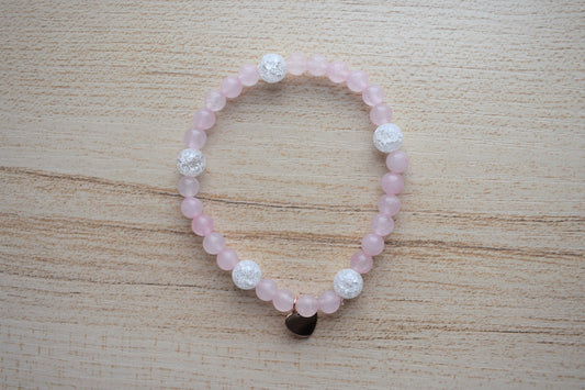 Rose Quartz & Crackle Quartz Handmade Bracelet