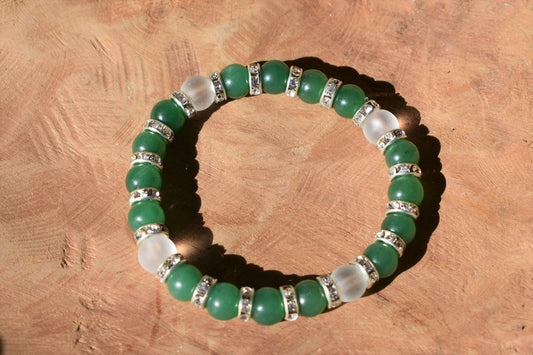 Green Aventurine & Quartz Crystal Bracelet