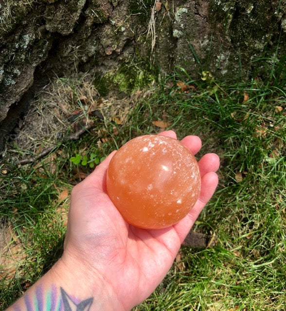 Selenite Sphere - Orange #2