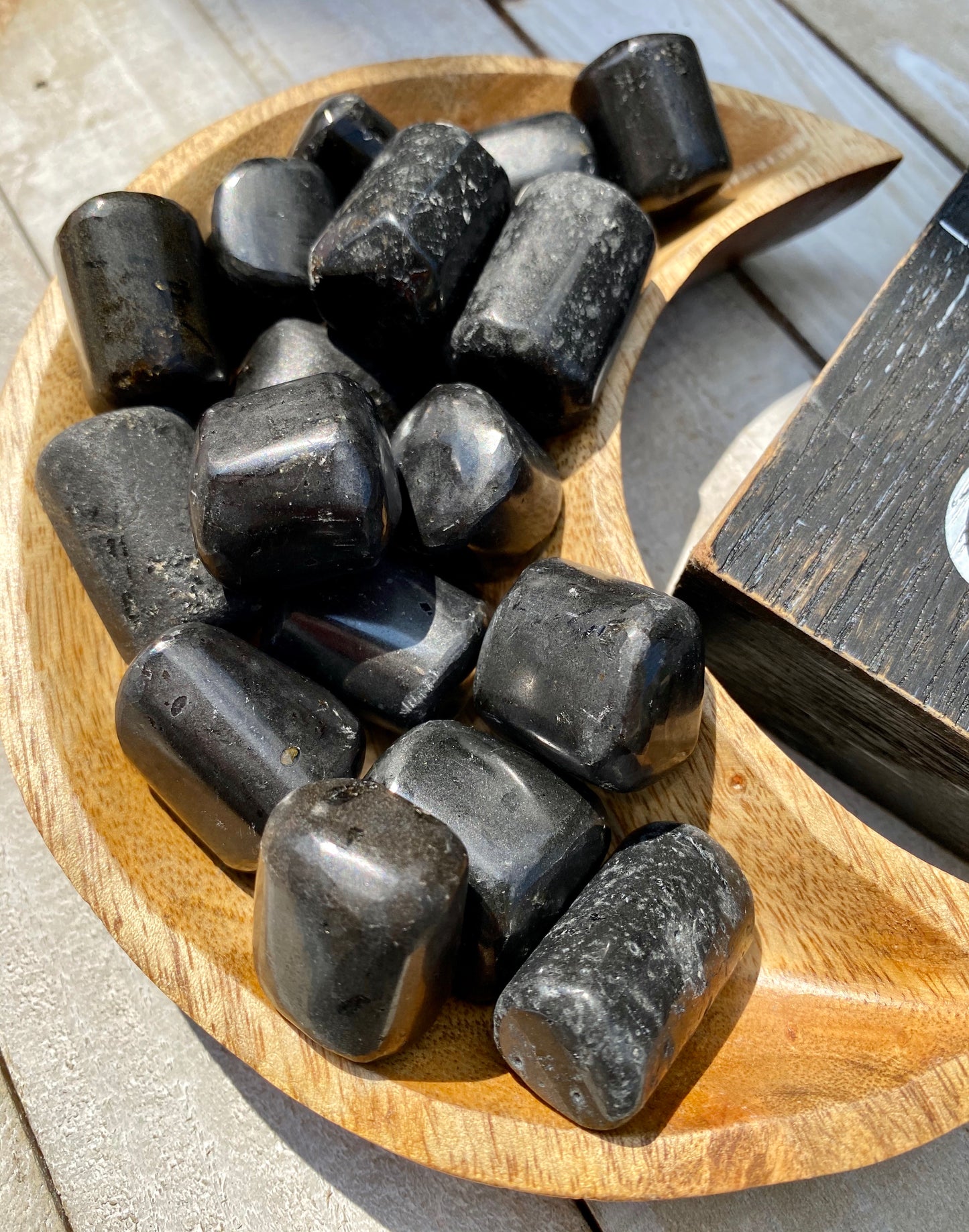 Black Tourmaline Polished Pocket Stones