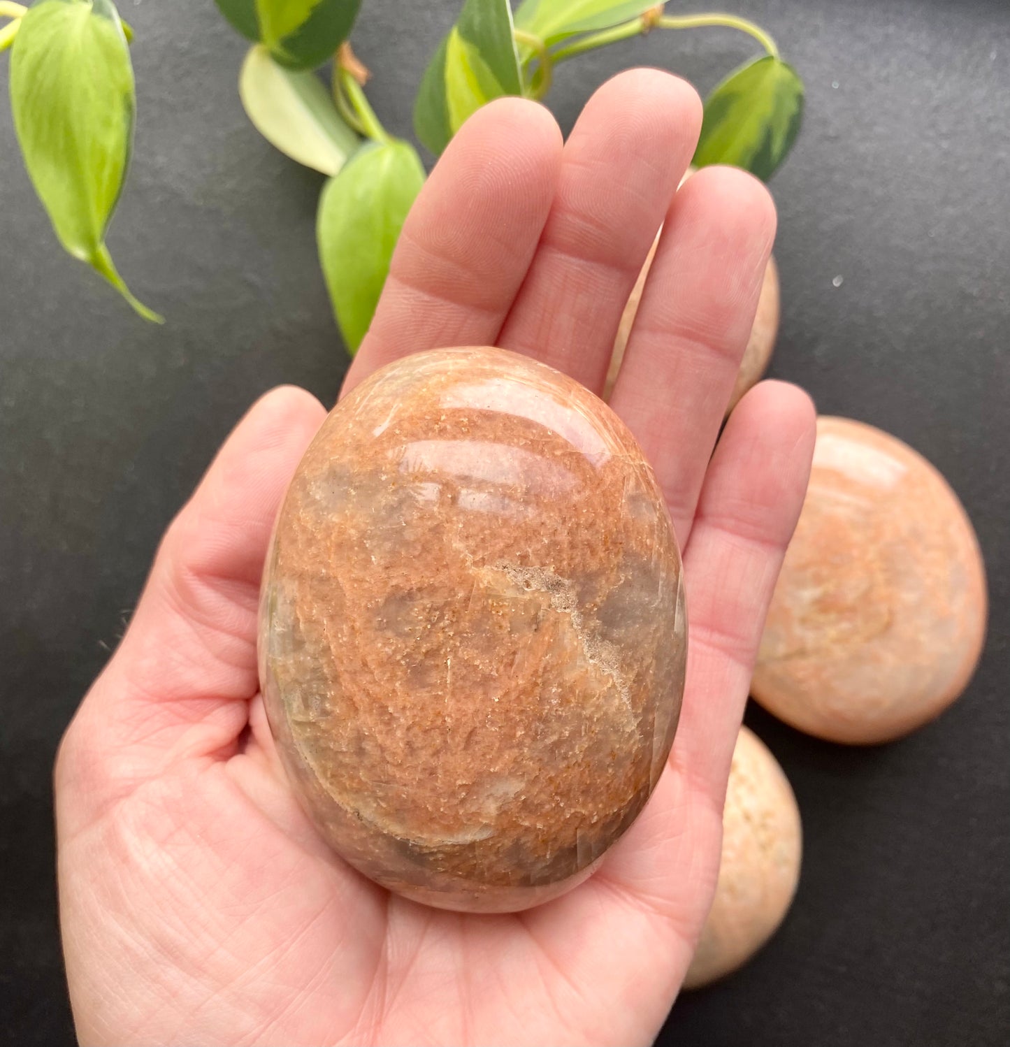 Peach Moonstone Palm Stone (one per order)