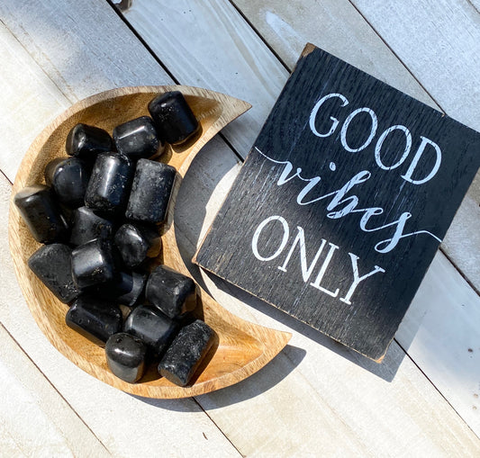 Black Tourmaline Polished Pocket Stones