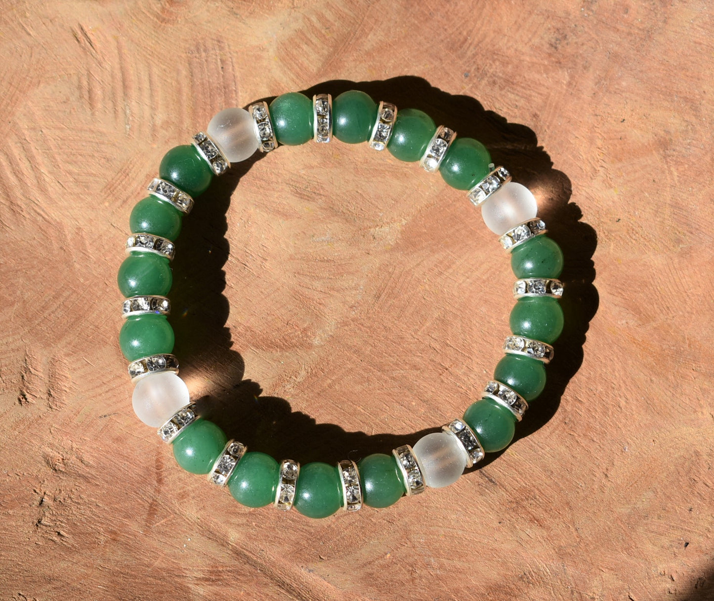 Green Aventurine & Quartz Crystal Bracelet