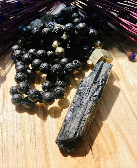 Black Tourmaline & Pyrite Necklace