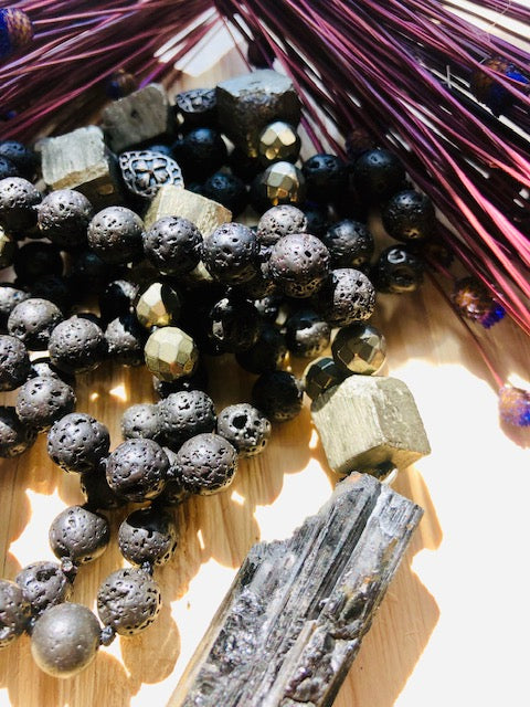 Black Tourmaline & Pyrite Necklace