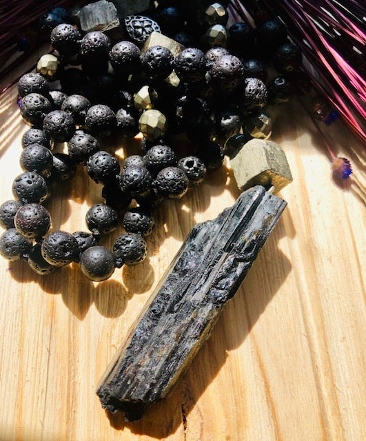 Black Tourmaline & Pyrite Necklace