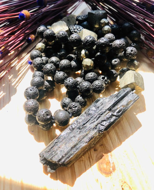 Black Tourmaline & Pyrite Necklace