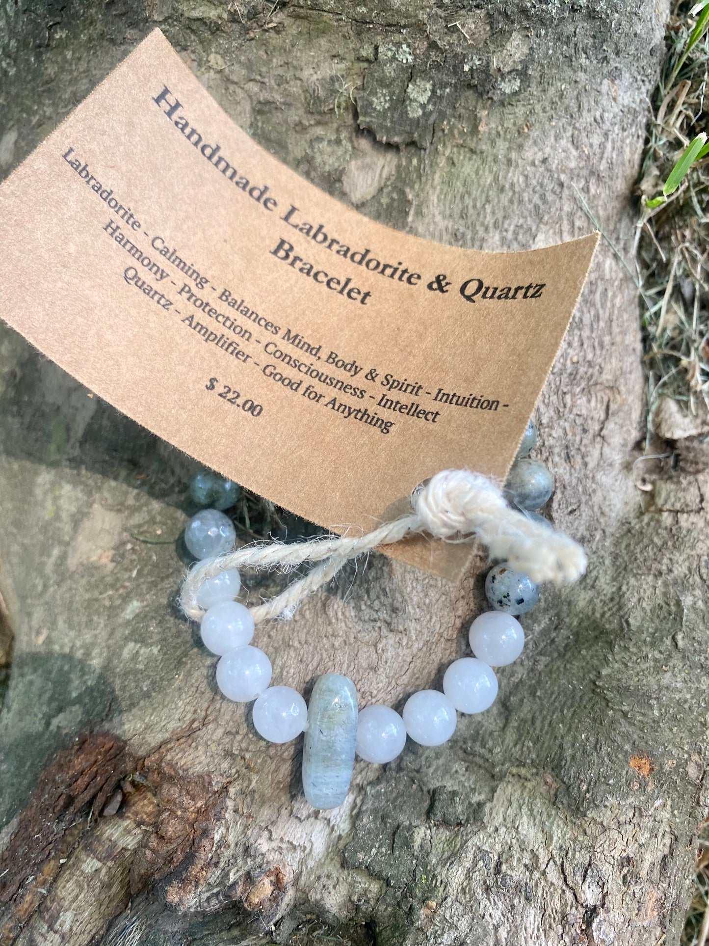 Handmade Labradorite and Quartz Bracelet