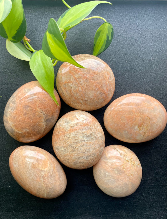 Peach Moonstone Palm Stone (one per order)