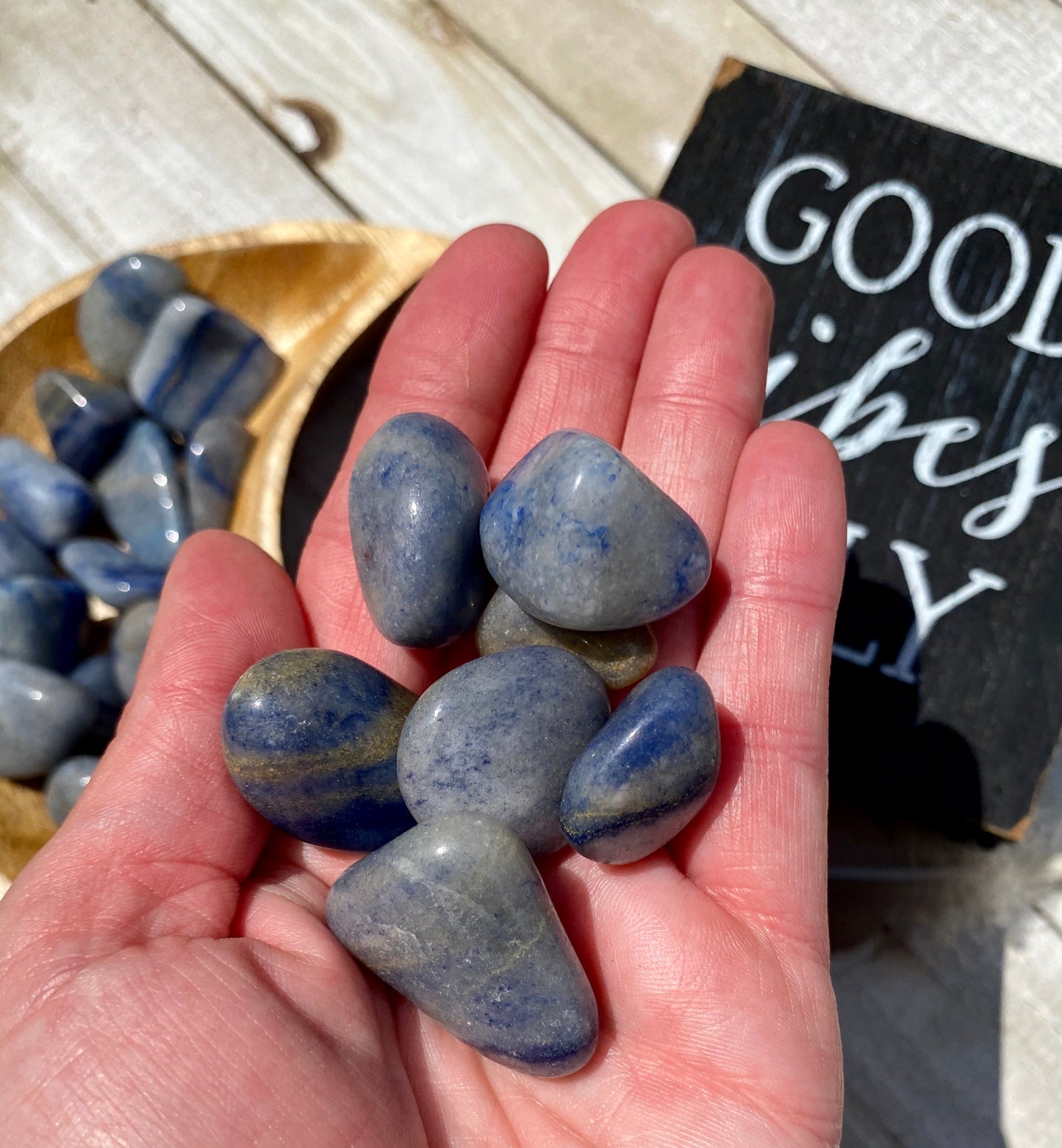 Blue Quartz Polished Stones (3 stones per order)